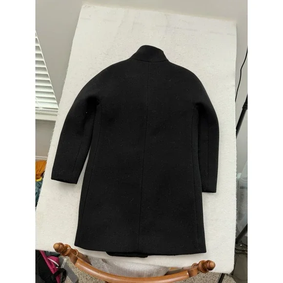 J.Crew Cocoon Italian Stadium Cloth by Nello Gori Wool Black Women's Coat Sz 4 - Picture 3 of 7